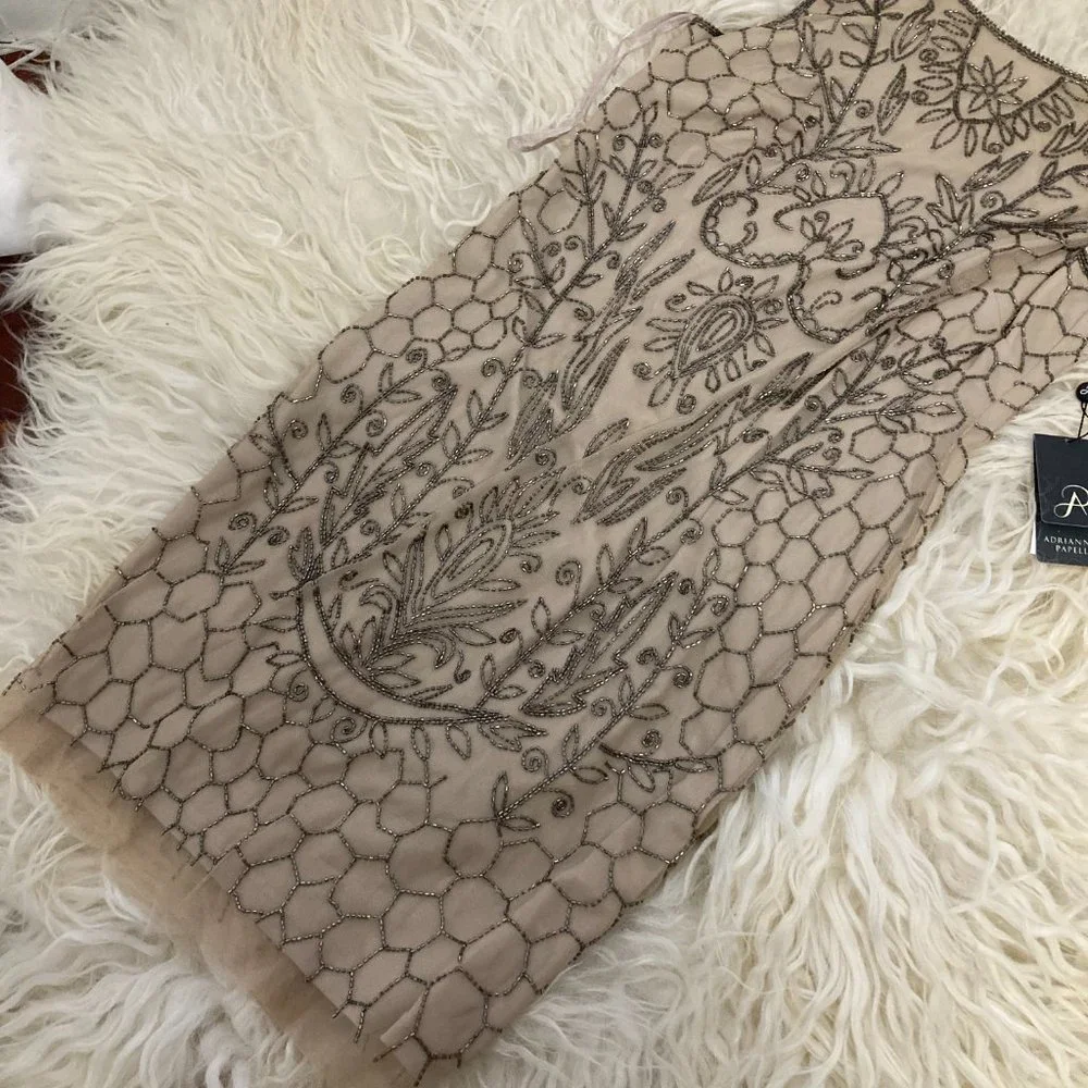 ADRIANNA PAPELL Sleeveless Beaded Short Dress - Picture 4 of 13
